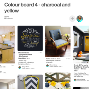 pinterest board of yellow and charcoal images
